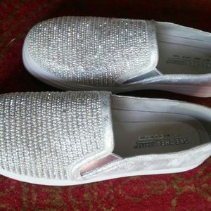New Sketchers white dazzled slide ons